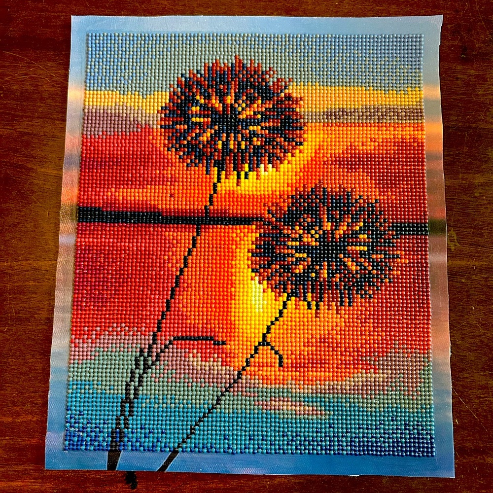 Finished Diamond Painting, Evening Lakes